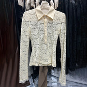 Floral Lace Collared Shirt