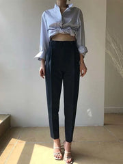 Pleated Tapered Ankle Pants