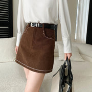 Studded-Trim Mini Skirt