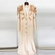 Embellished-Shoulder Blazer Long Dress