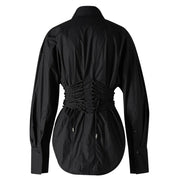Ruched-Waist Button-Up Shirt