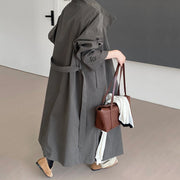 Button-Front Long Trench Coat