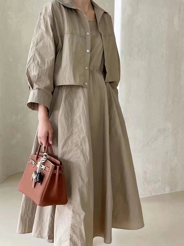 Cropped Jacket and Flared Dress Set