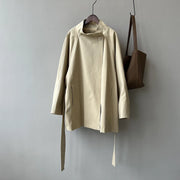 Oversized-Collar Relaxed Trench Coat