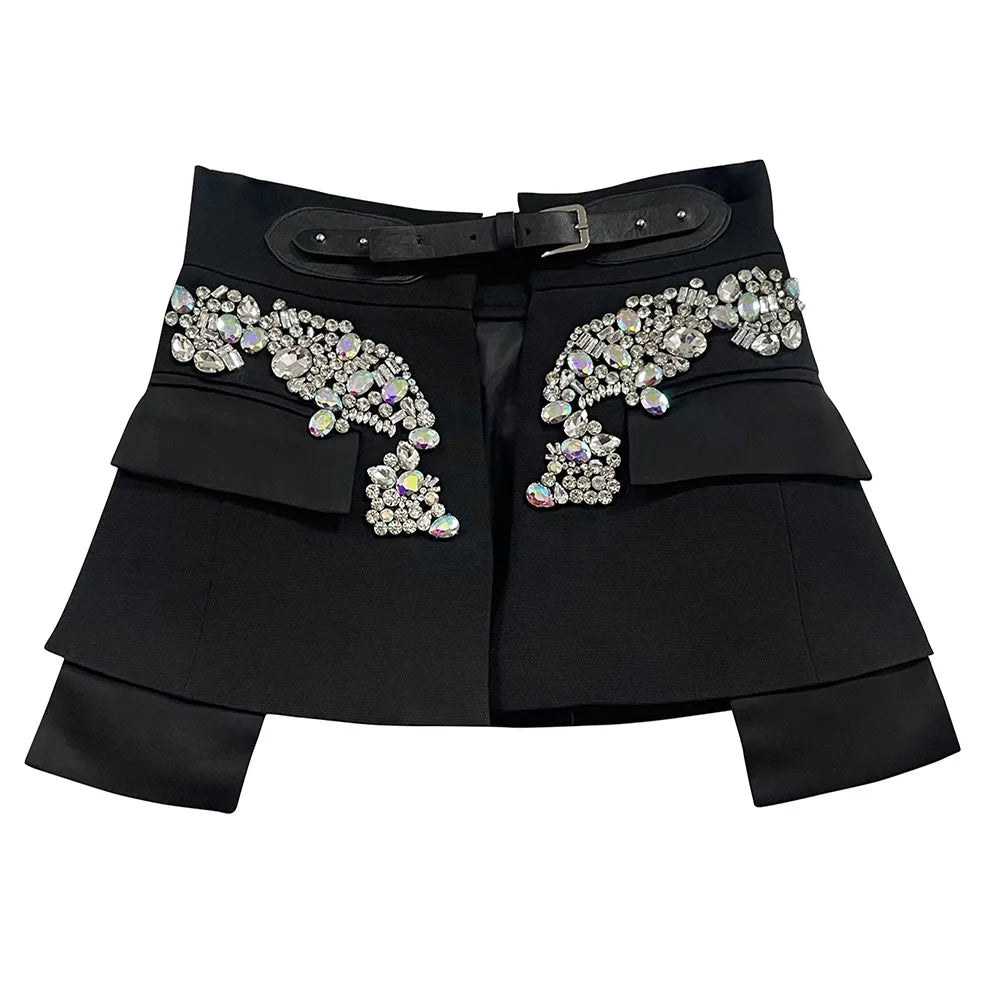 Embellished-Pocket Mini Skirt
