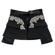 Embellished-Pocket Mini Skirt