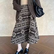 Geometric-Pattern Flared Skirt