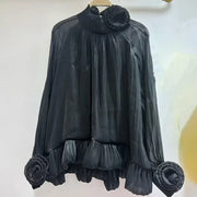 Rosette High-Neck Blouse