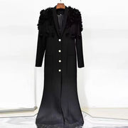 Embellished-Shoulder Blazer Long Dress