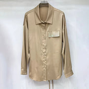 Glossy Patch-Pocket Button Shirt