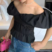 Off-Shoulder Gathered Crop Top