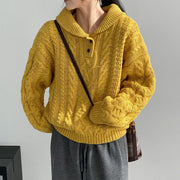 Cable-Knit Collared Sweater