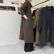 Stand-Collar Longline Button Coat