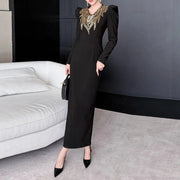 Embellished Puff-Sleeve Dress