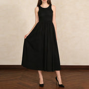 Gathered Sleeveless A-Line Dress