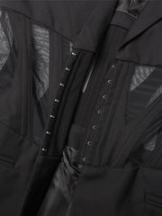 Sheer-Waist Fitted Blazer