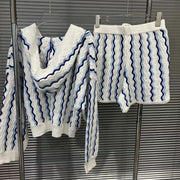 Wavy-Stripe Top and Shorts Set