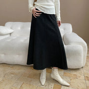 A-Line High-Waist Midi Skirt