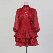 Ruched-Waist Ruffled Mini Dress