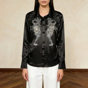 Embellished Glossy Button Shirt