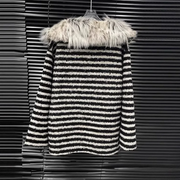 Striped Lace-Up Sweater
