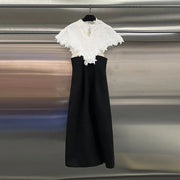 Contrast-Lace Sleeveless Dress