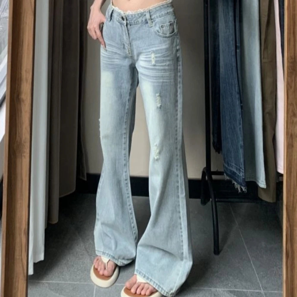 Light-Wash Flared Jeans