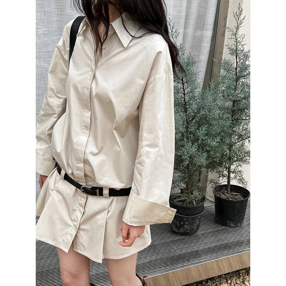 Collared Long-Sleeve Mini Shirt Dress