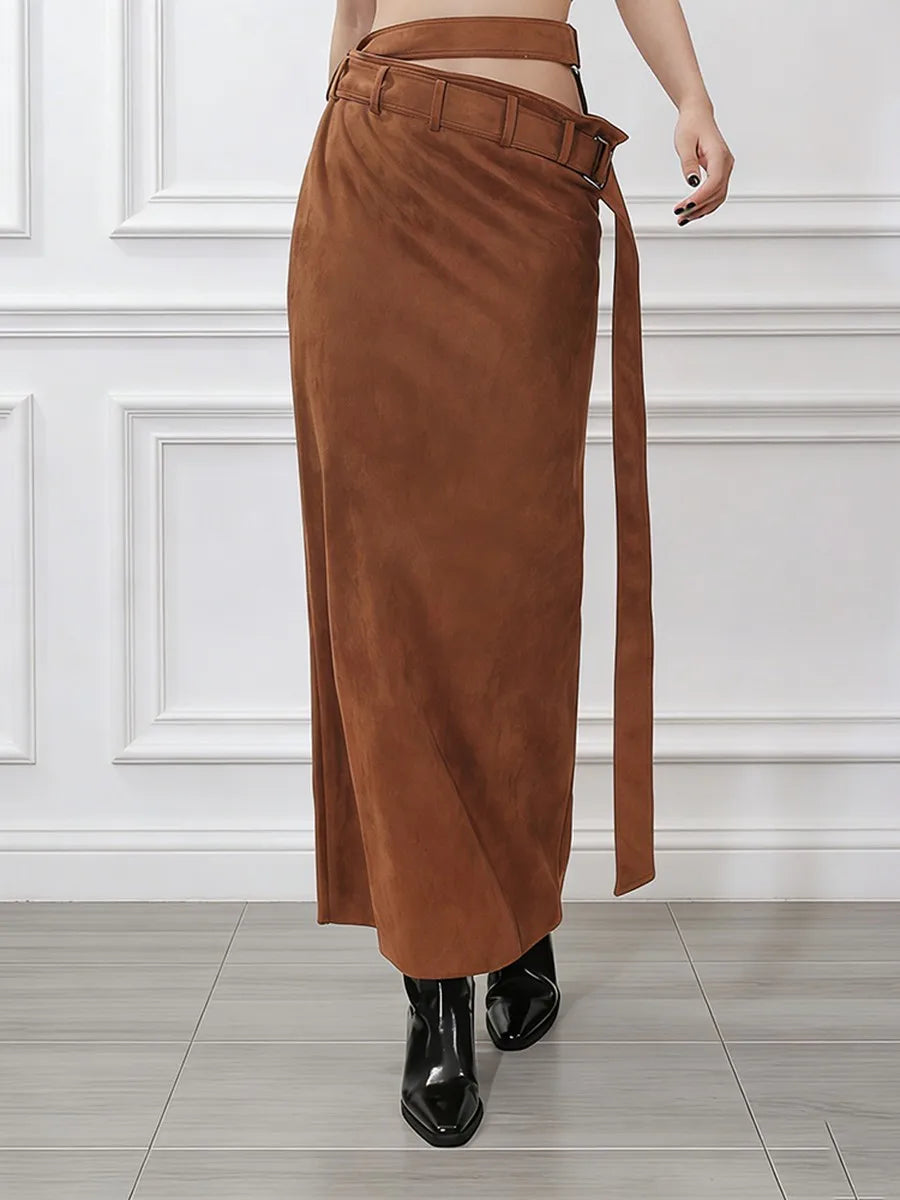 High-Waist Straight Long Skirt