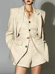 Three-Piece Blazer and Shorts Set