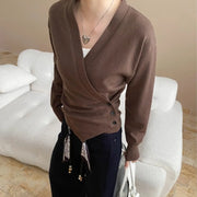 Asymmetric Button-Front Wrap Top