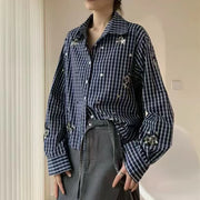 Embellished Glossy Cropped Shirt