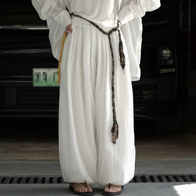 Gathered Balloon-Leg Pants