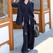 Pinstriped Three-Piece Pants Suit