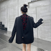 Floral-Panel Relaxed Blazer