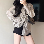 Ruffled Long-Sleeve Blouse