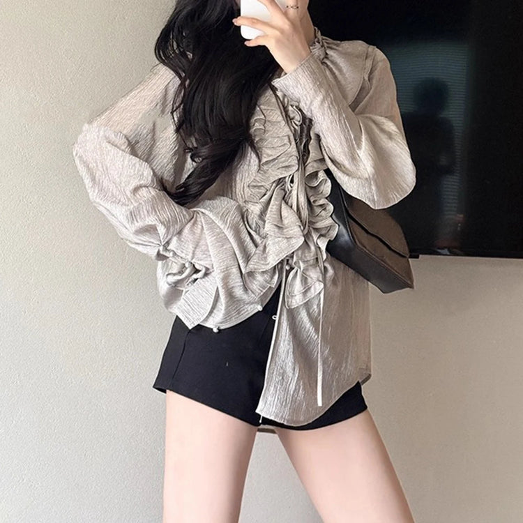 Ruffled Long-Sleeve Blouse