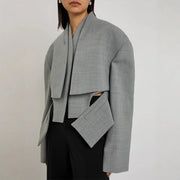 Asymmetric Cutout Cropped Jacket