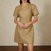 Textured Button-Front Mini Dress