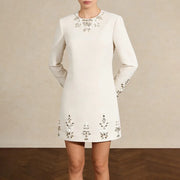 Embellished Long-Sleeve Mini Dress