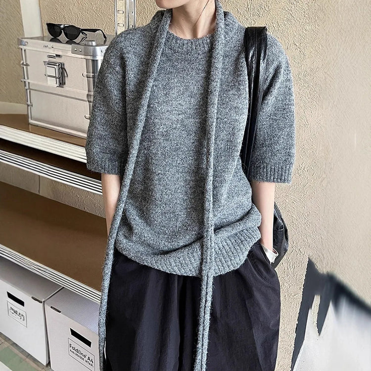 Textured Three-Quarter-Sleeve Sweater