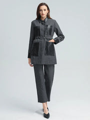 Contrast-Panel Shirt and Pants Set