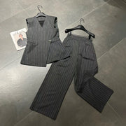 Pinstriped Vest and Cropped Pants Set