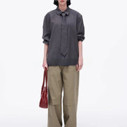 Pinstriped Relaxed Button-Up Shirt
