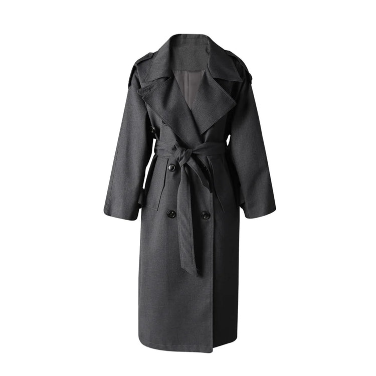 Double-Breasted Tie-Waist Coat