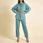 Relaxed Shirt and Wide-Leg Pants Set