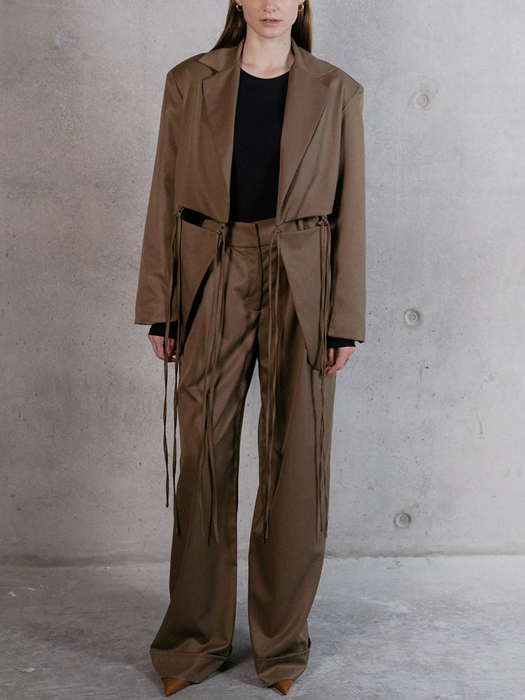 Tie-Detail Cropped Blazer