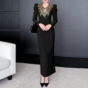 Embellished Puff-Sleeve Dress