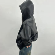 Glossy Hooded Zip Jacket