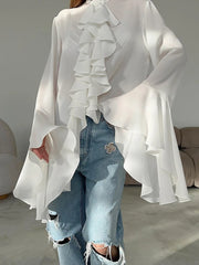 Ruffled Long-Sleeve Blouse
